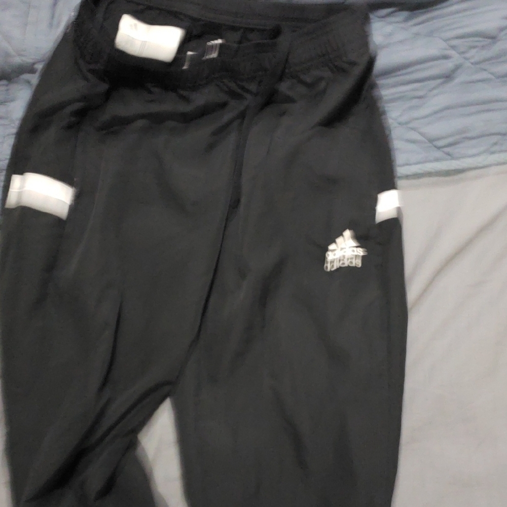 Adidas Kids Black Joggers with White Accents